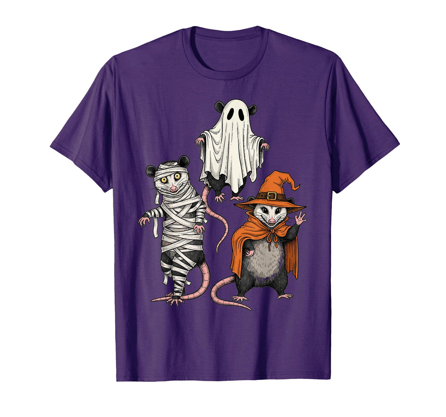 Halloween Possum Costumes Mummy Ghost Witch Art T-Shirt