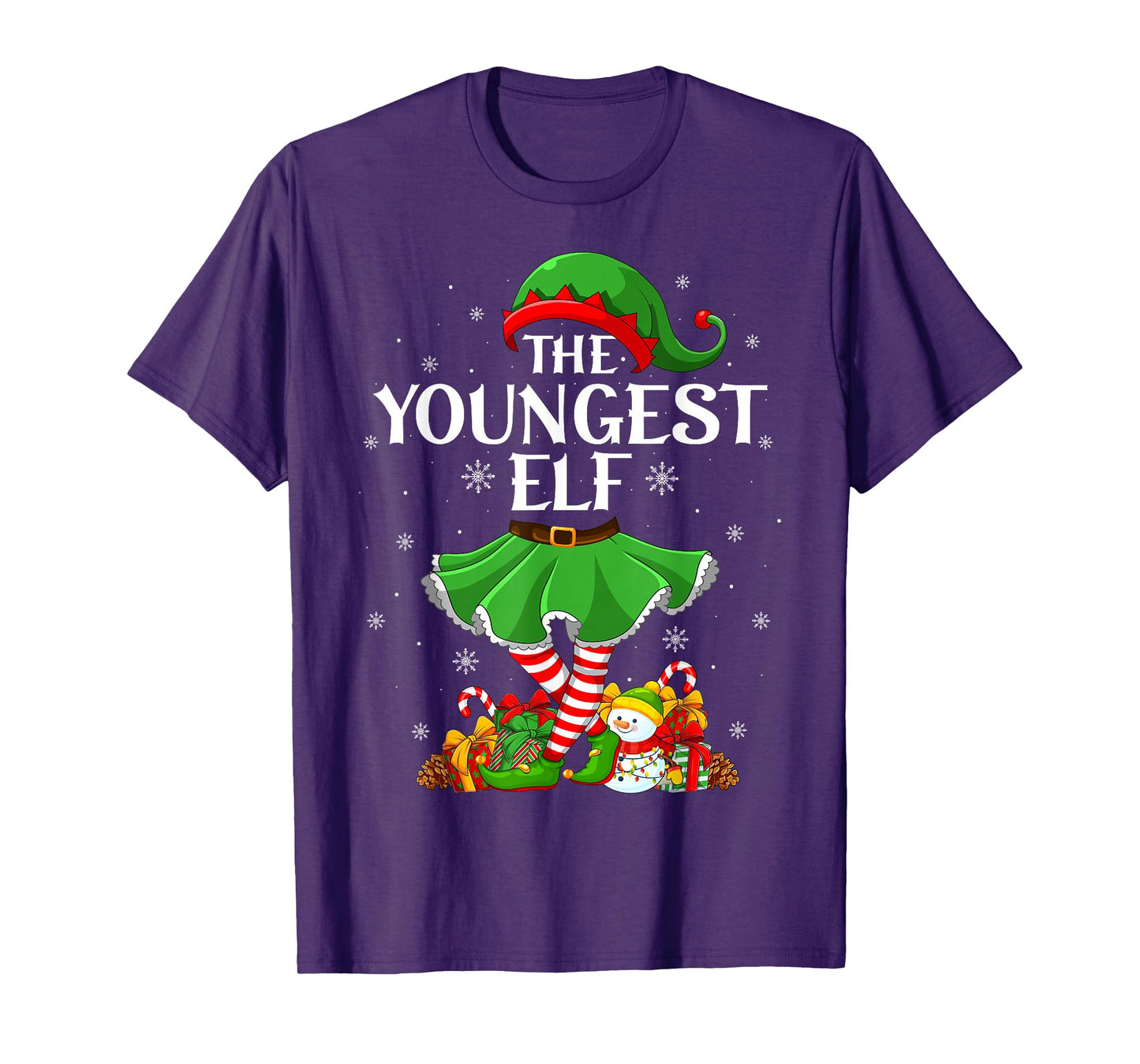 Youngest Elf Christmas Family Elf Squad Xmas Girls Women T-Shirt