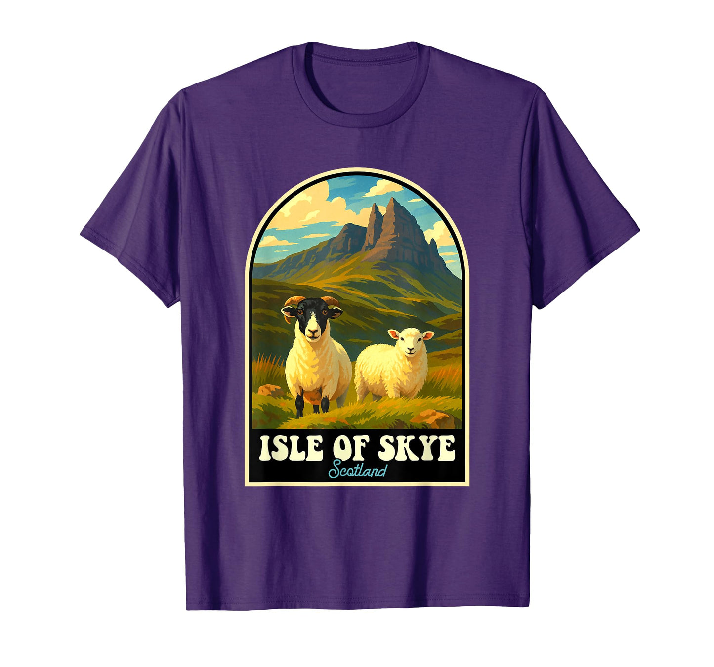Isle of Skye Scotland Highland Sheep Vintage Travel Design T-Shirt