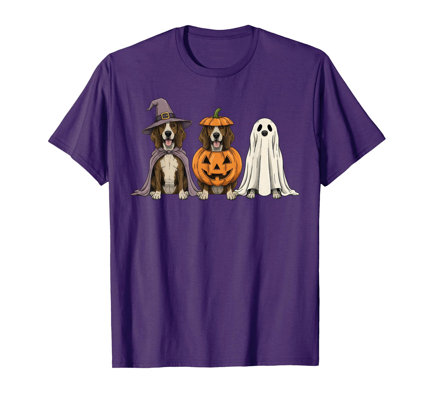 Spooky Ghost Plott Hound Pumpkin Halloween Dog Lover T-Shirt