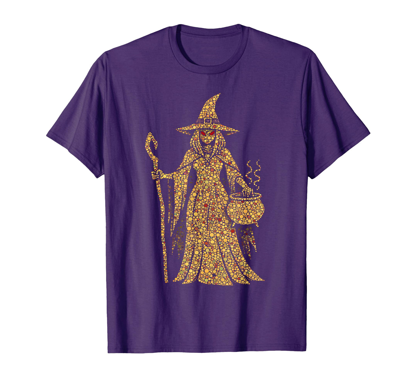 Rainbow Retro Style Colorful Dots Witch Lover Halloween T-Shirt
