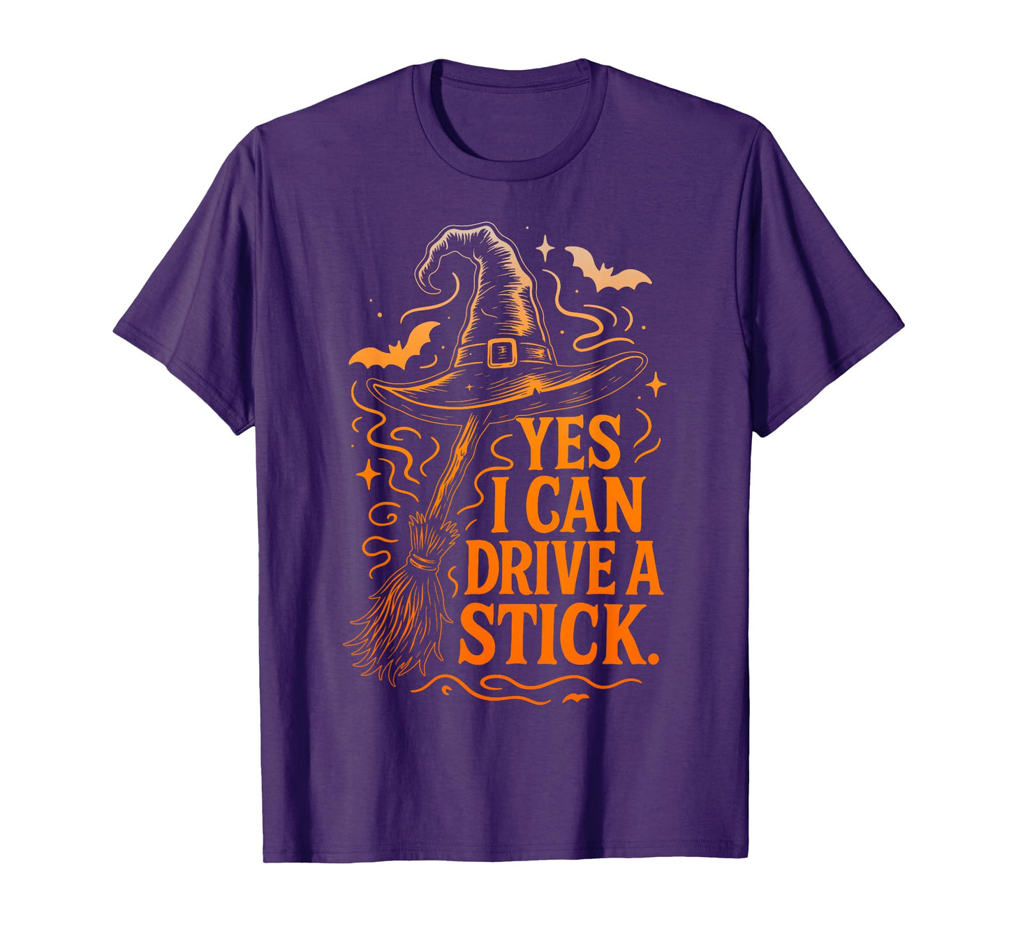 Yes I Can Drive A Stick Funny Halloween Spooky Witch Mom T-Shirt