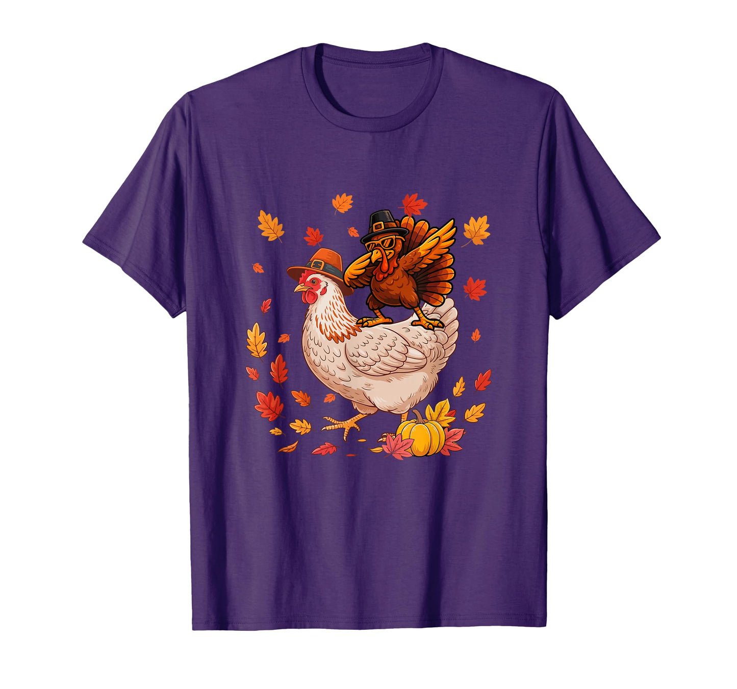 Dabbing Turkey On Chicken Thanksgiving Autumn Pilgrim Farmer T-Shirt
