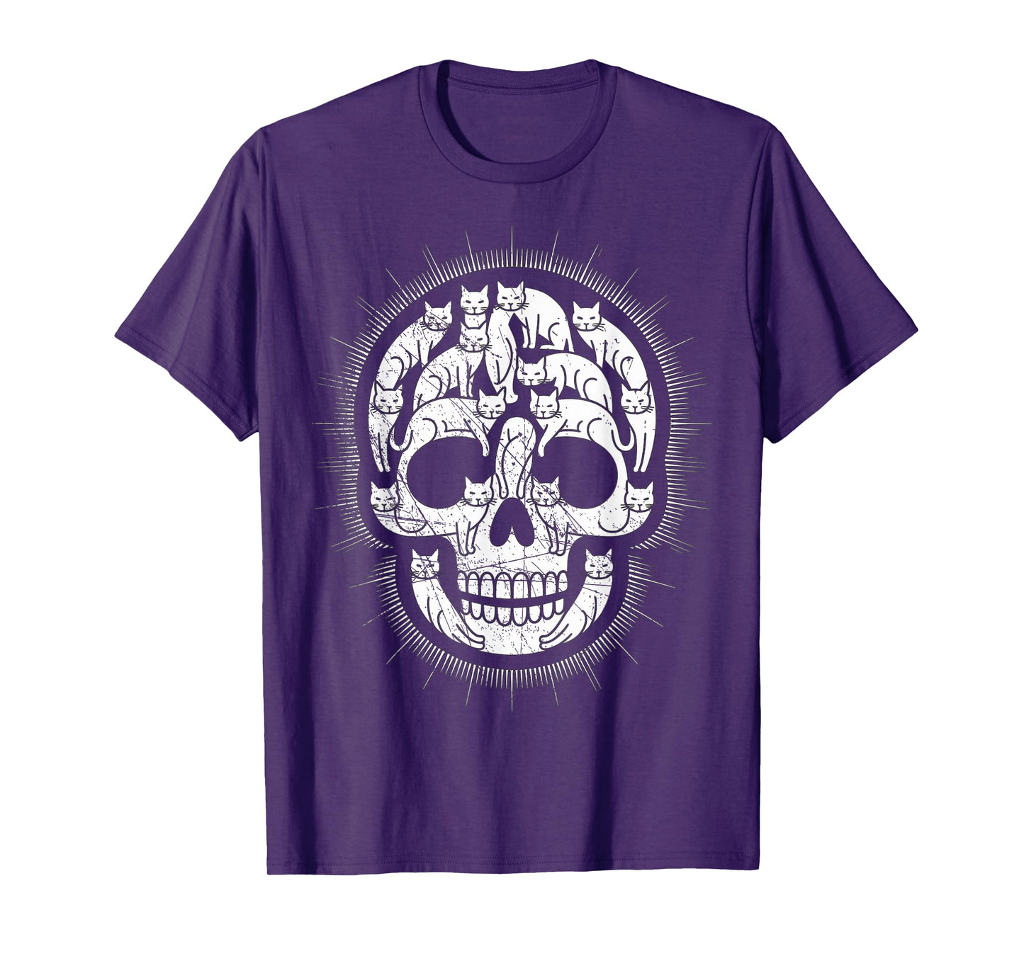 Cat Skull Kitty Skeleton Halloween Emo Goth Punk Girl Teens T-Shirt