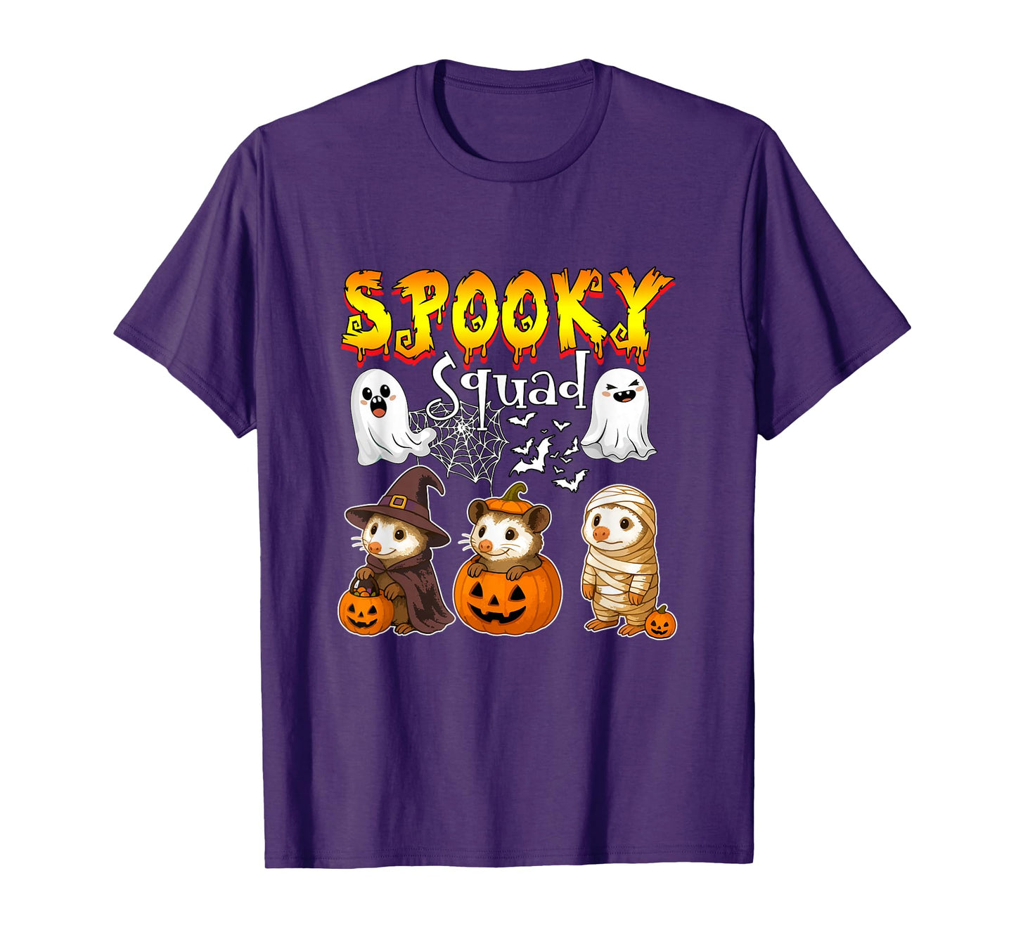 Spooky Halloween Squad Three Cute Opossums Cosplay Witch T-Shirt