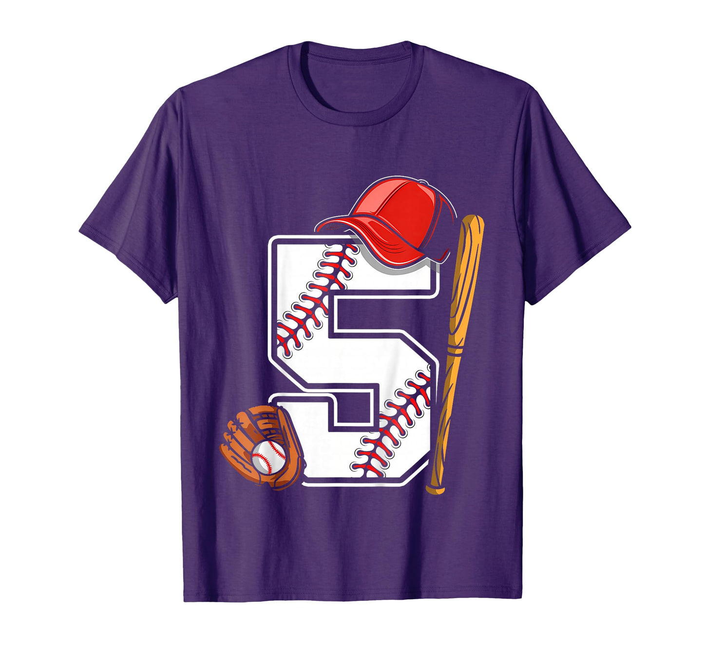 Kids Birthday Boy 5 five Baseball 5th Birthday Baseball Player T-Shirt