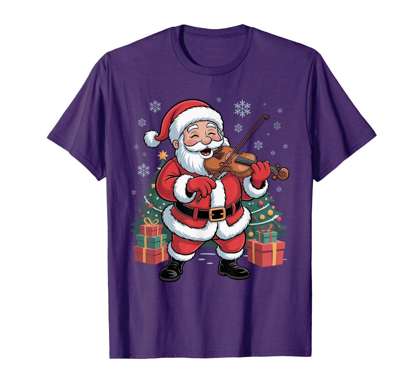 Funny Santa Christmas Design Violin Holiday Xmas Pajama T-Shirt