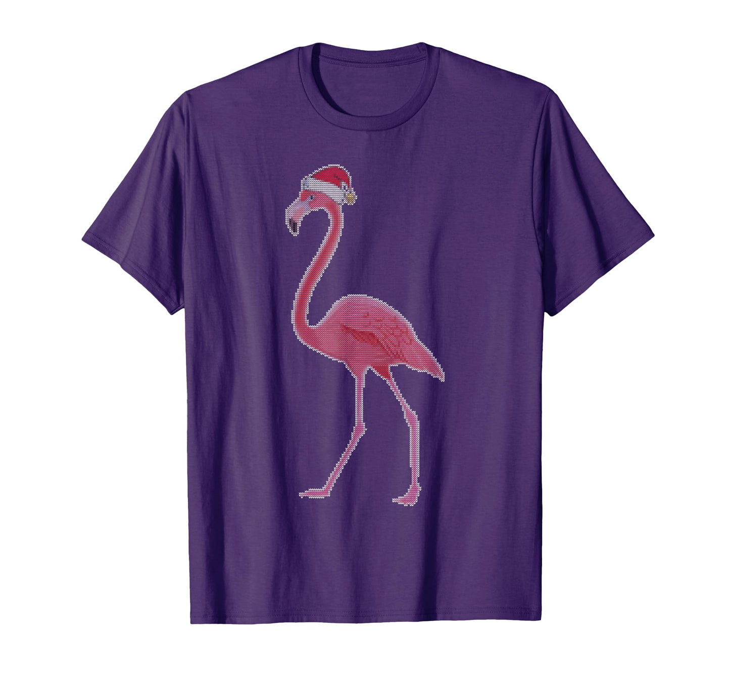 Ugly Christmas Flamingo Santa Holiday Knitted Look T-Shirt