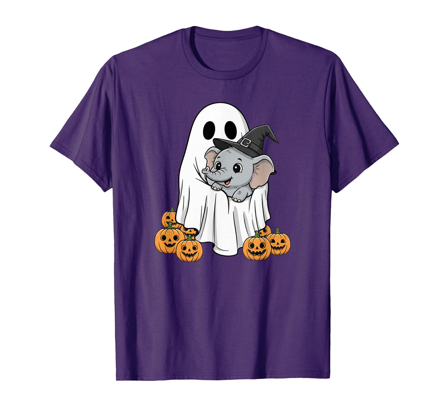 Funny Ghost Elephant Pumpkin Halloween Kids Mens Womens T-Shirt