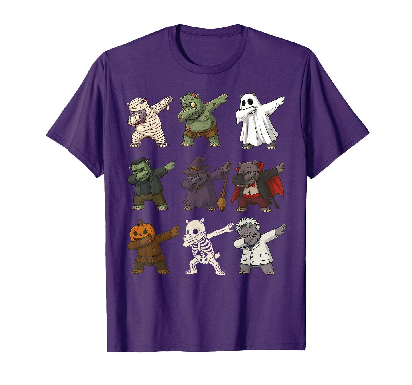 Dabbing Halloween Funny Hippo Ghost Witch Zombie Costume T-Shirt