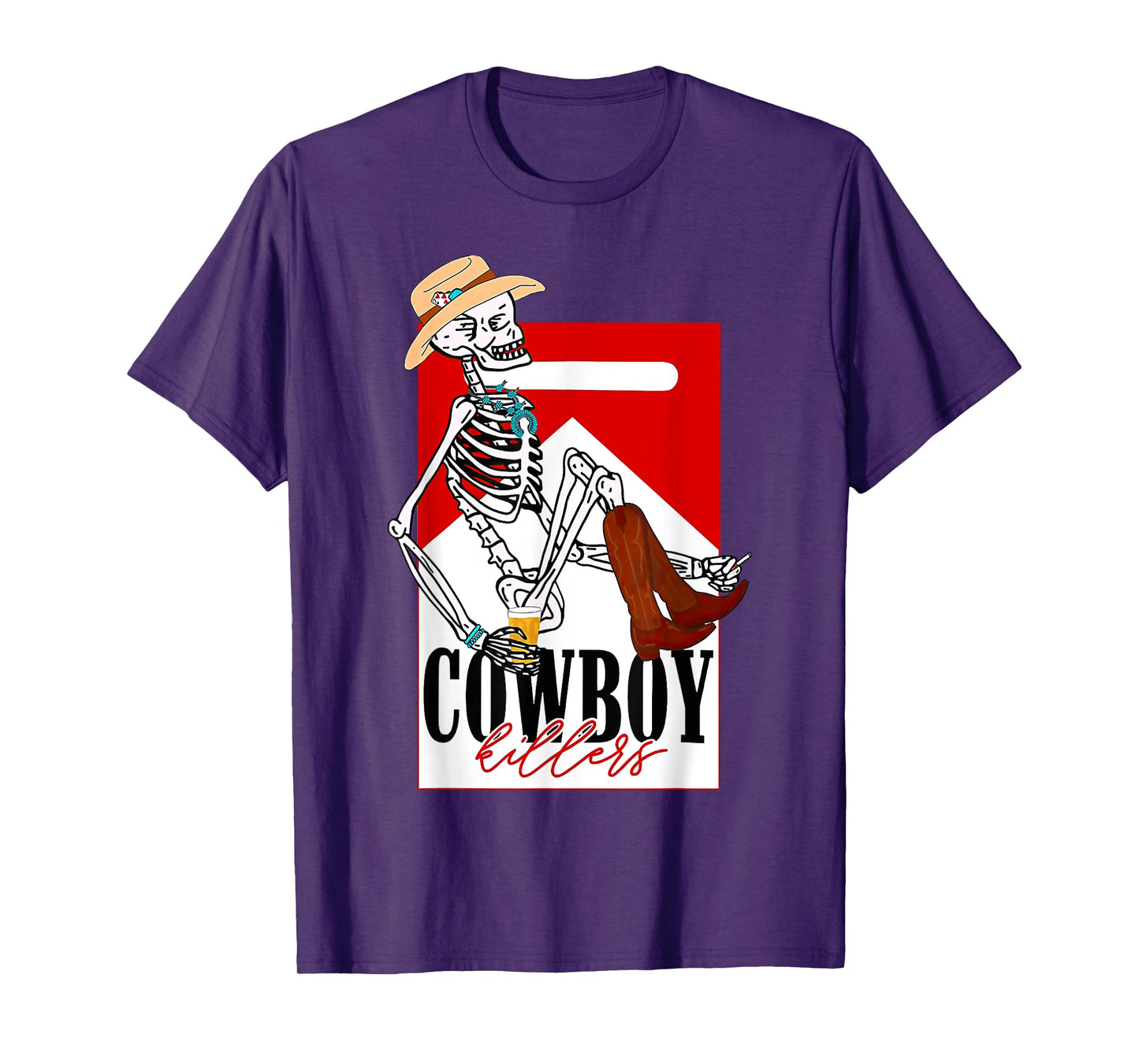 Kille-rs Vintage Cowboy Western Skeleton Funny Men Women T-Shirt