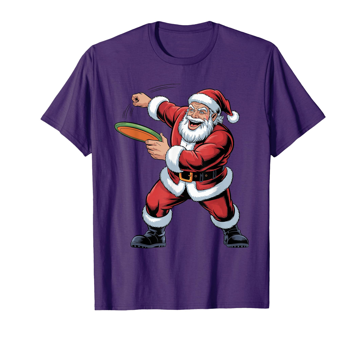 Santa Playing Disc Golf Funny Holiday Christmas Xmas Pajama T-Shirt