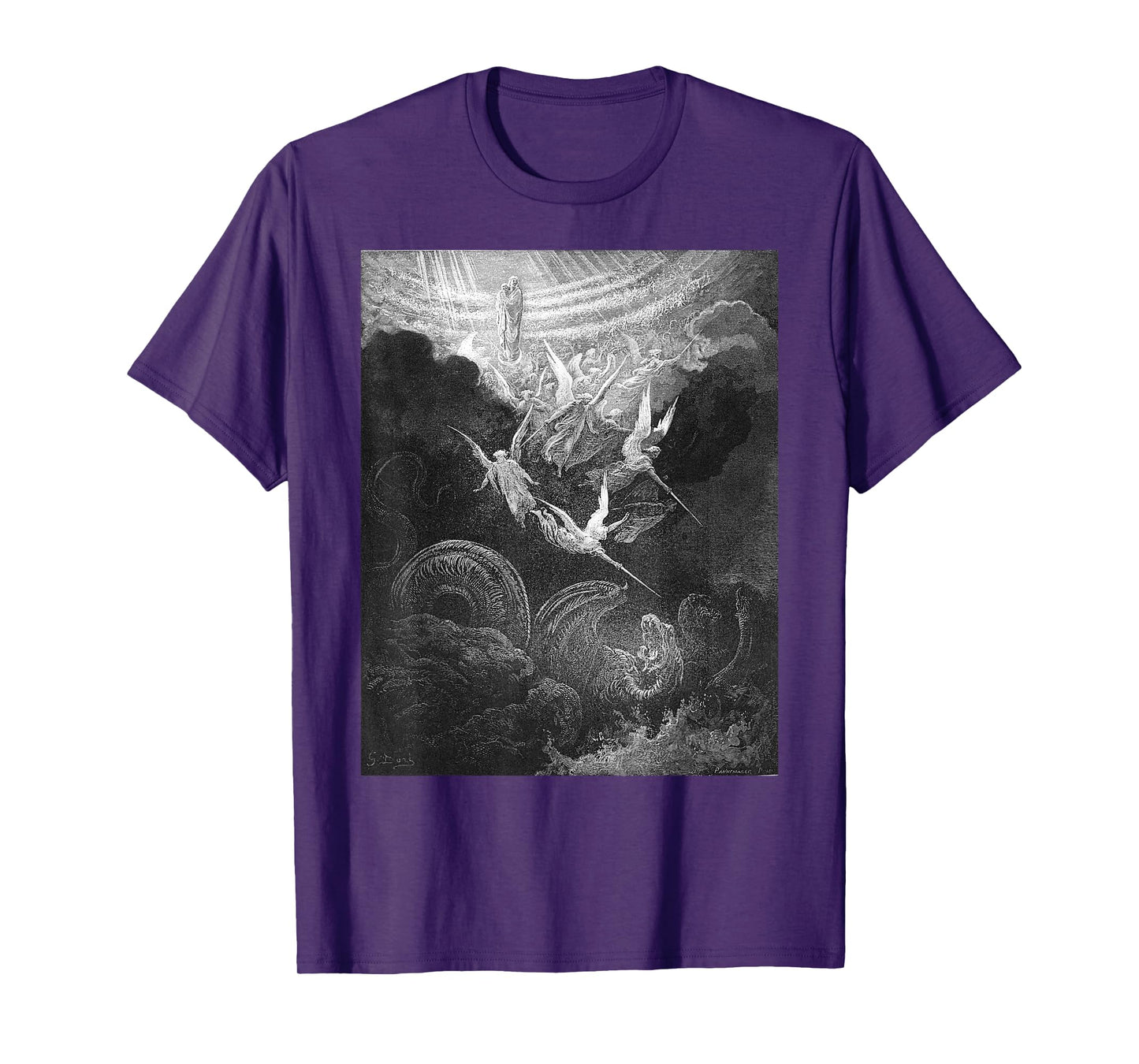Gustave Dore Archangel Michael and Angels Fighting Dragon T-Shirt