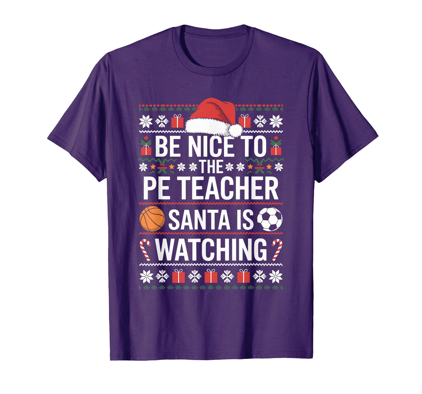 PE Teacher Ugly Christmas Sweater Physical Education Xmas T-Shirt
