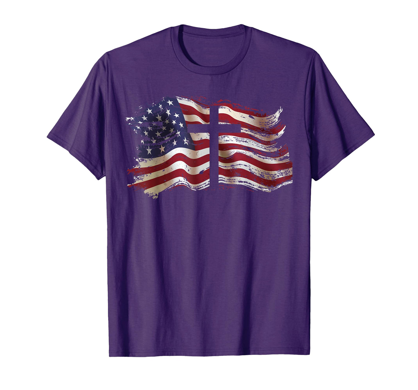 American Flag Cross for Patriotic USA Christians God Faith T-Shirt
