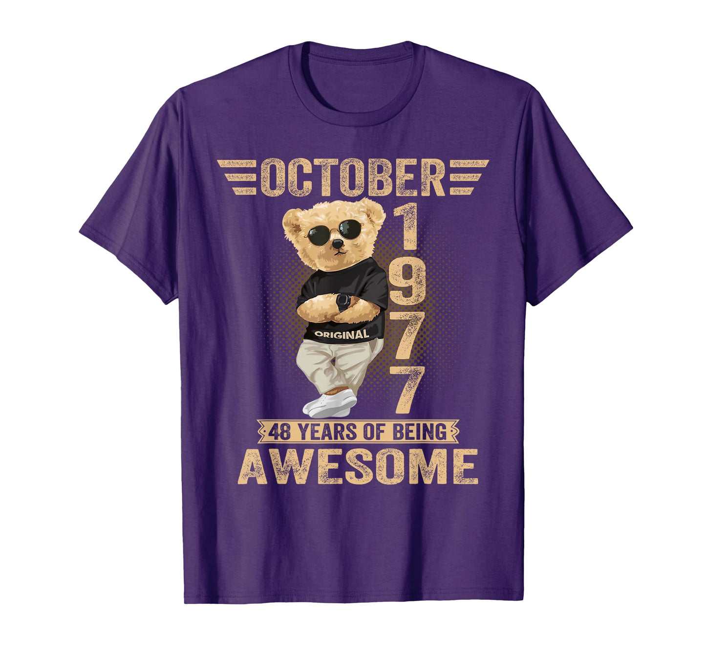 October 48th Birthday Men Women 1977 Awesome Teddy Bear T-Shirt