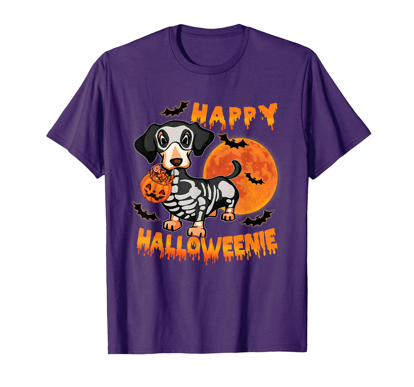Happy Halloweenie Dachshund Dog Ghost Halloween Dog Lovers T-Shirt