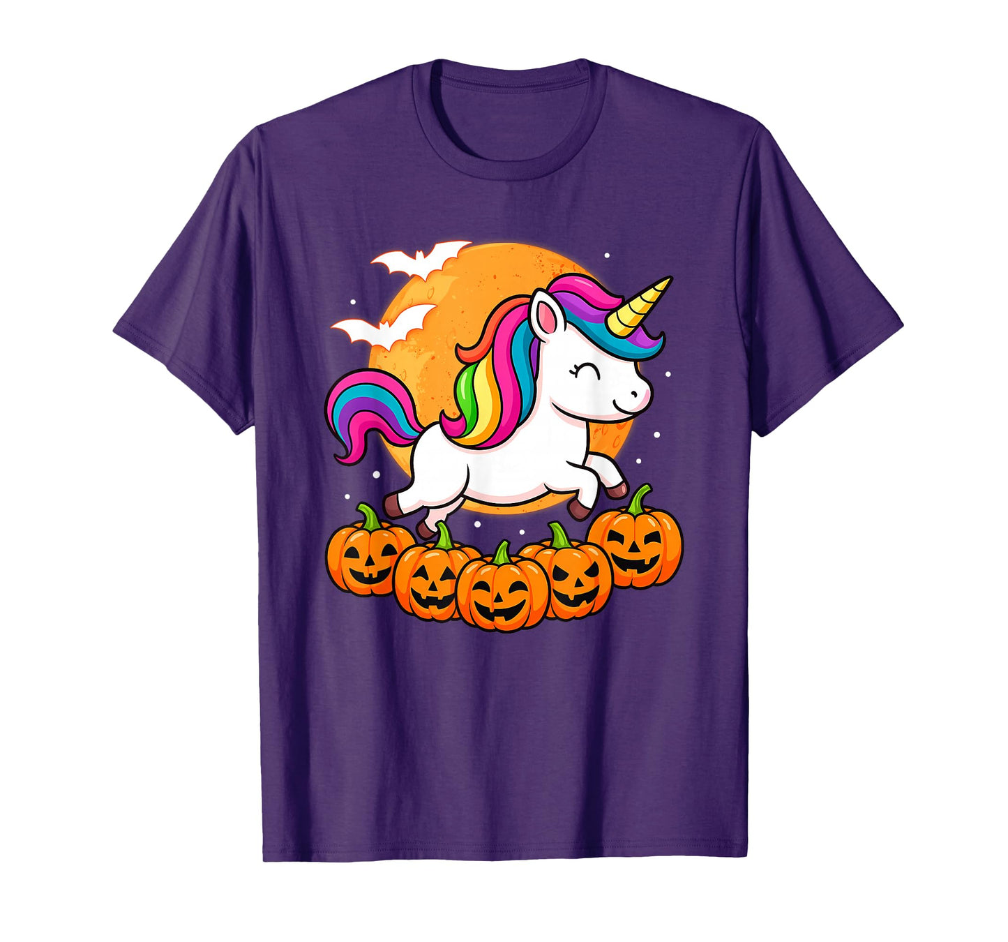 Cute Halloween Unicorn Witch Pumpkin Girls Women Kids T-Shirt