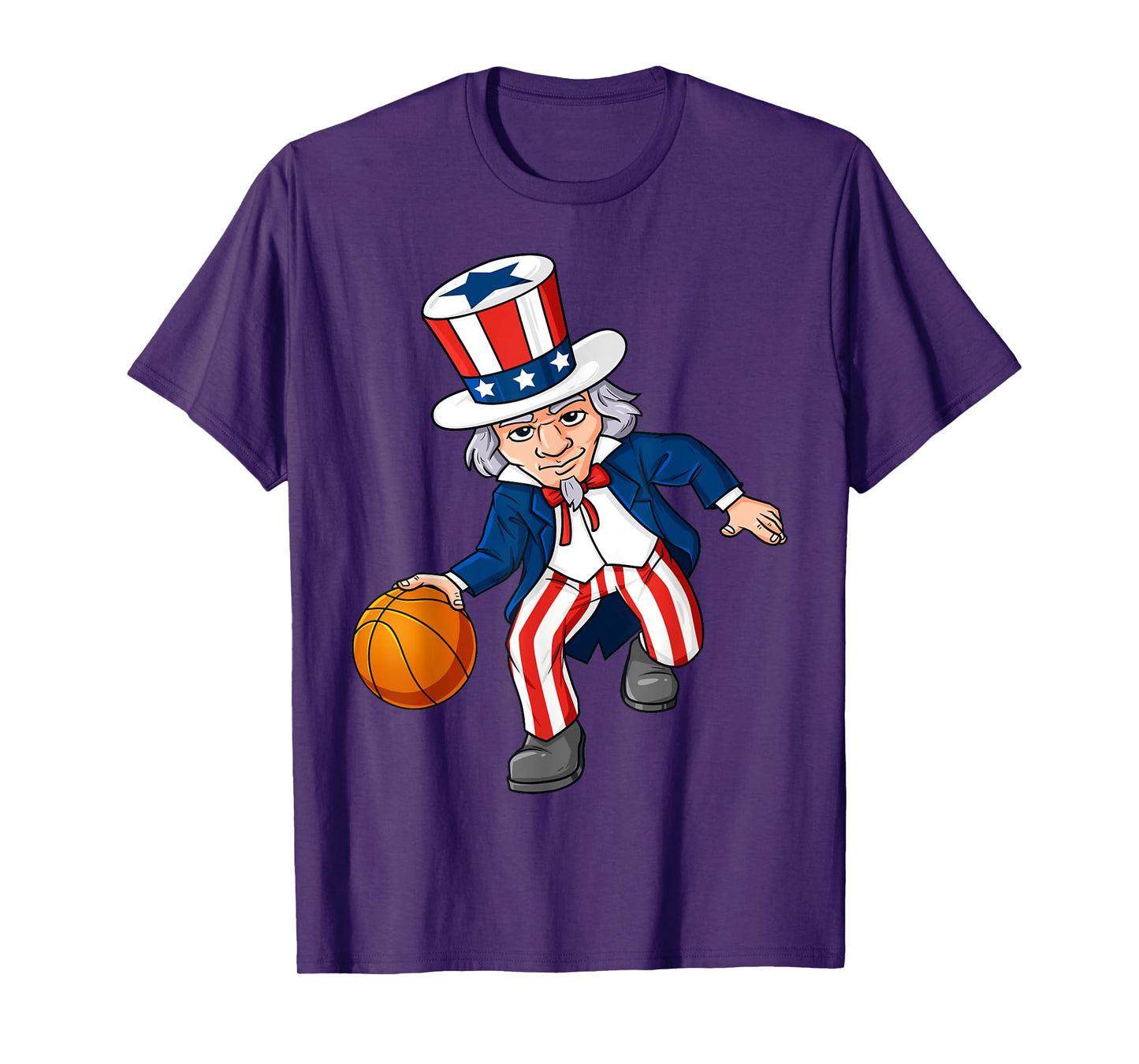 Basketball Uncle Sam 4th Of July Boys Kids Teens Dribble T-Shirt