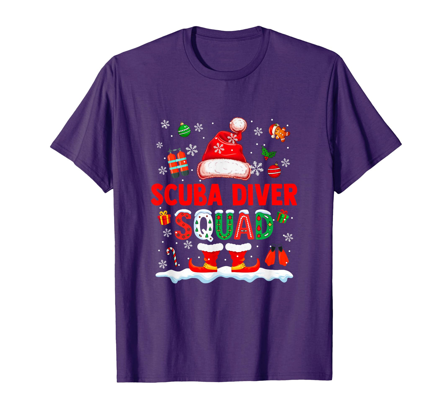 Scuba Diver Squad Men Job Christmas Santa Costume Bow Tie T-Shirt