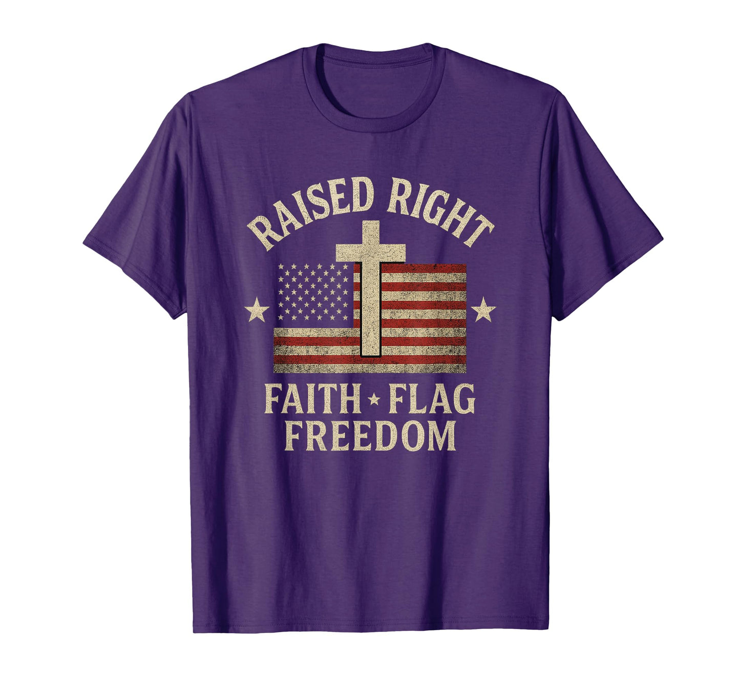 Raised Right Faith Flag Freedom USA Vintage T-Shirt