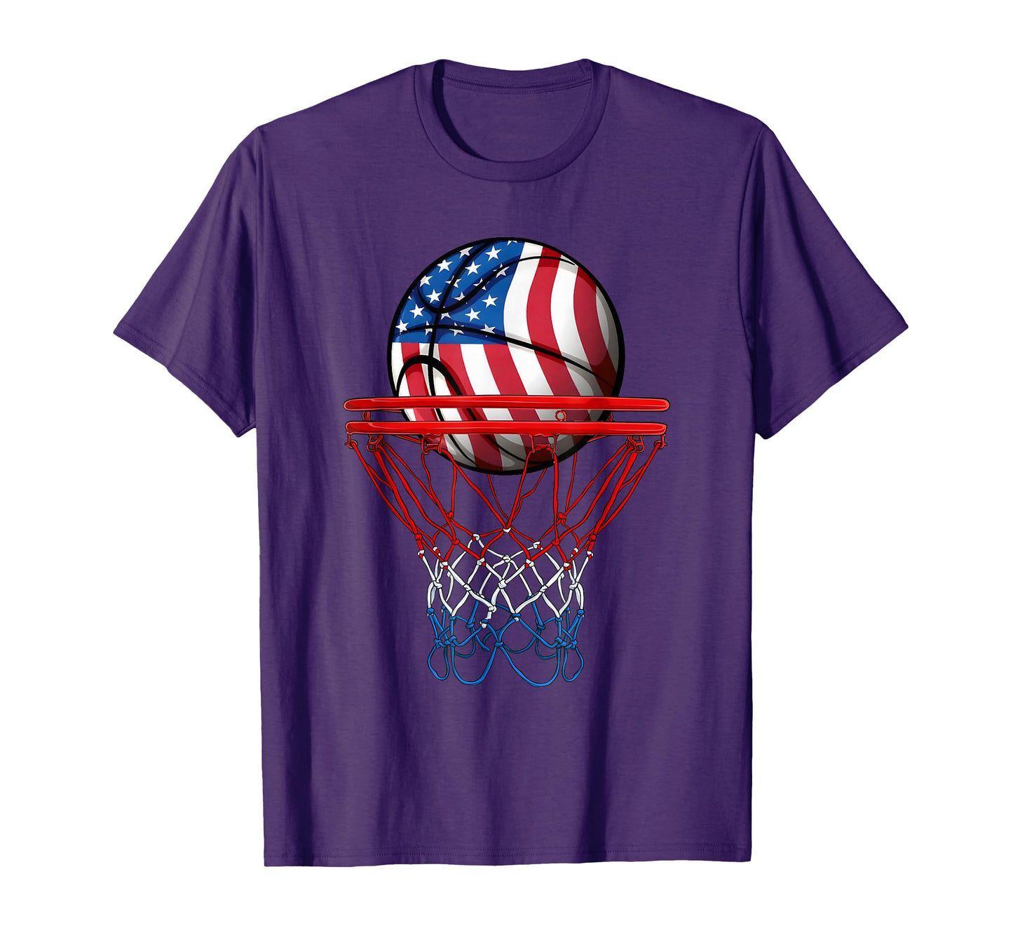 Basketball American Patriotic 4th Of July US Flag Men Boys T-Shirt