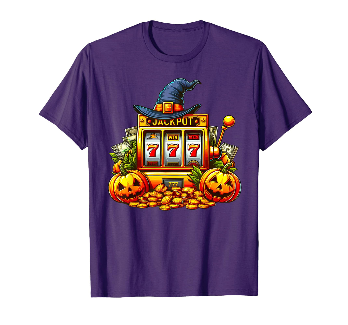 Halloween Slot Machine Casino Money Winner Pumpkins Jackpot T-Shirt