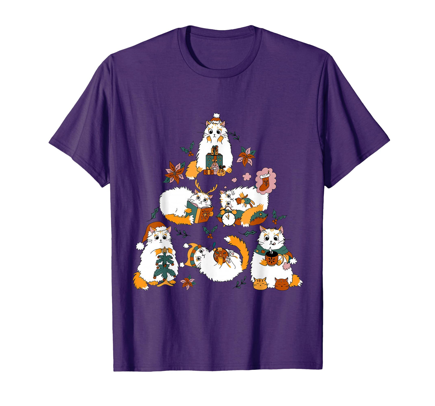 Funny Meowy Catmas Cat Christmas Tree Xmas Girls Boys T-Shirt
