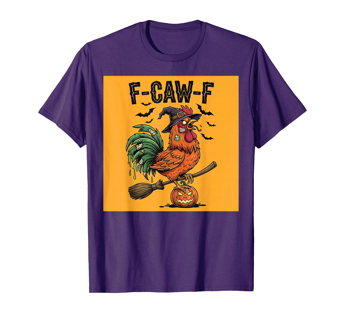 Halloween Zombie Rooster Witch Pumpkin Broom Funny T-Shirt