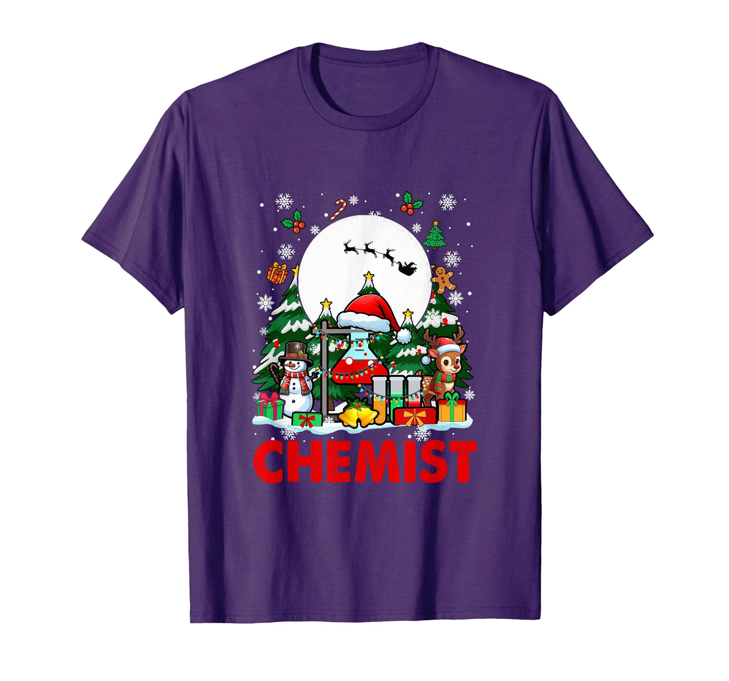 Chemist Job Tools Santa Snowmen Reindeer Christmas Trees T-Shirt