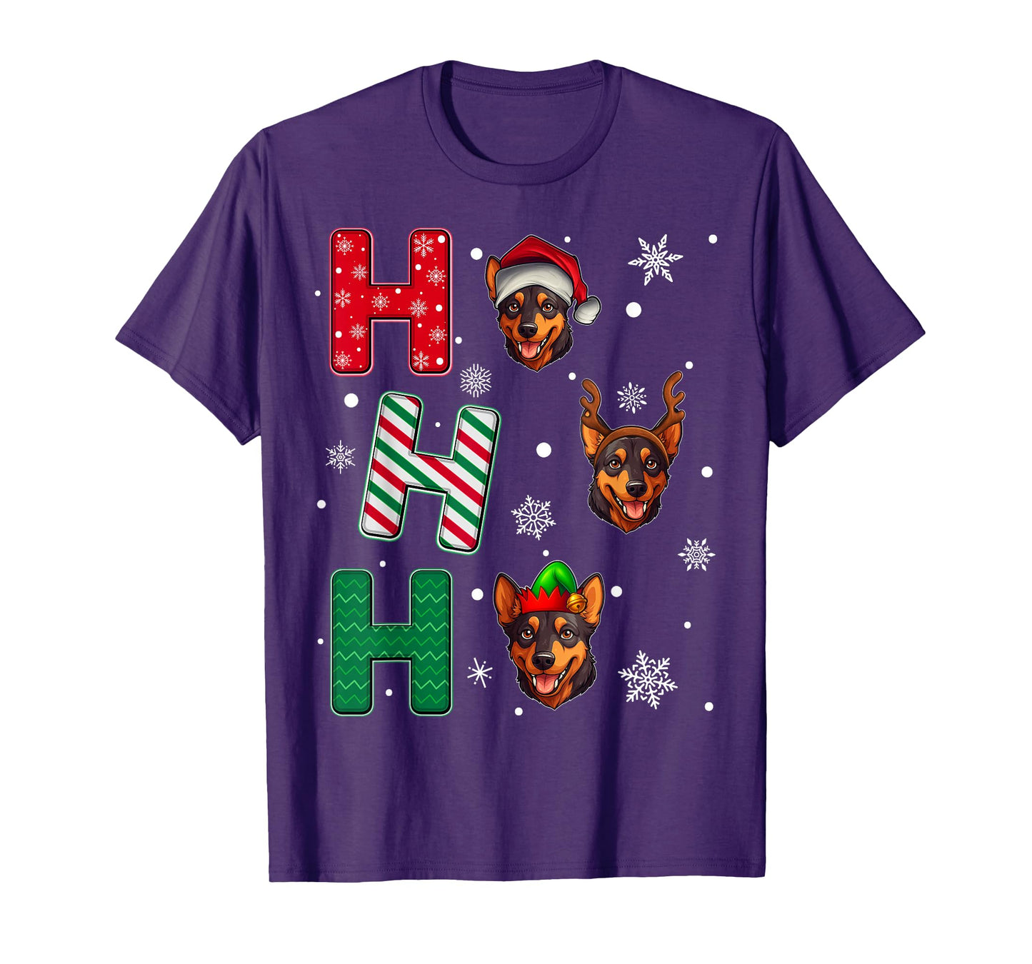 Ho Ho Ho Kelpie Dog Lover Matching Christmas Santa Elf Xmas T-Shirt