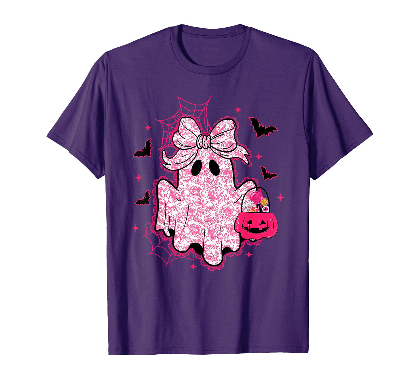 Vintage Lace Ghost Coquette Bow Halloween Girly Women Girls T-Shirt