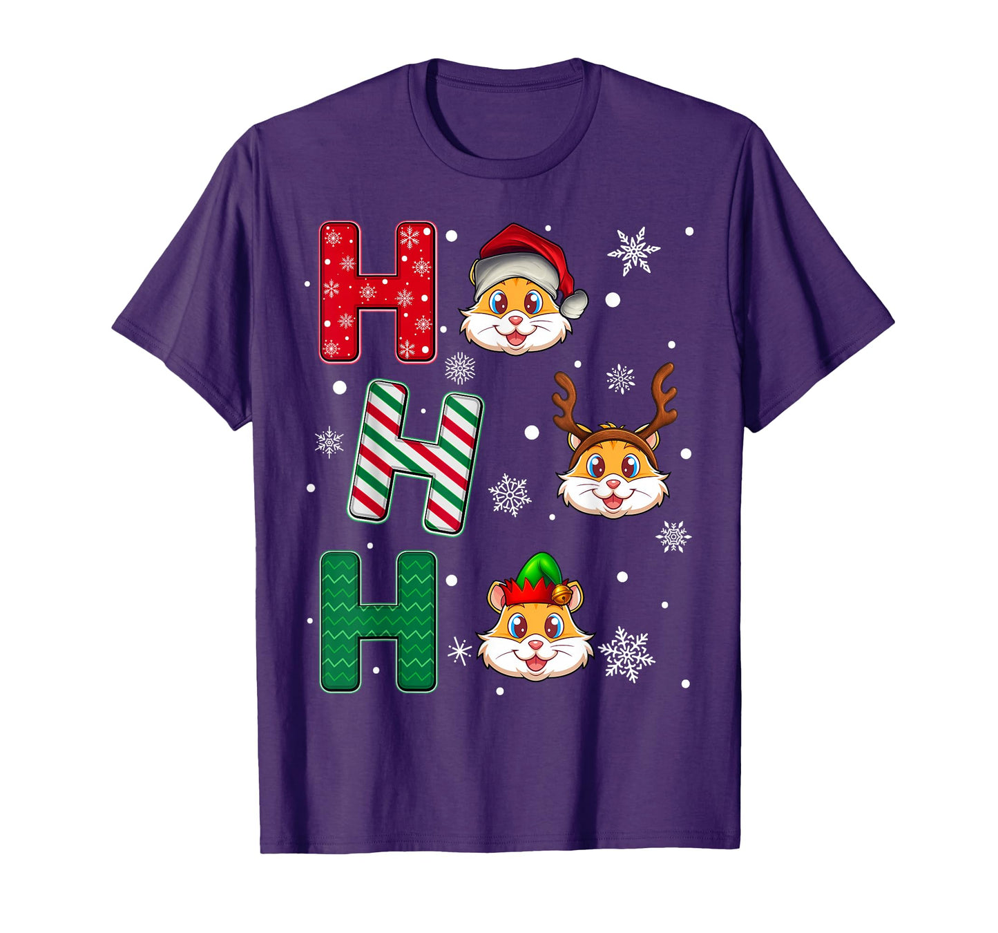 Ho Ho Ho Hamster Animal Matching Santa Elf Xmas T-Shirt