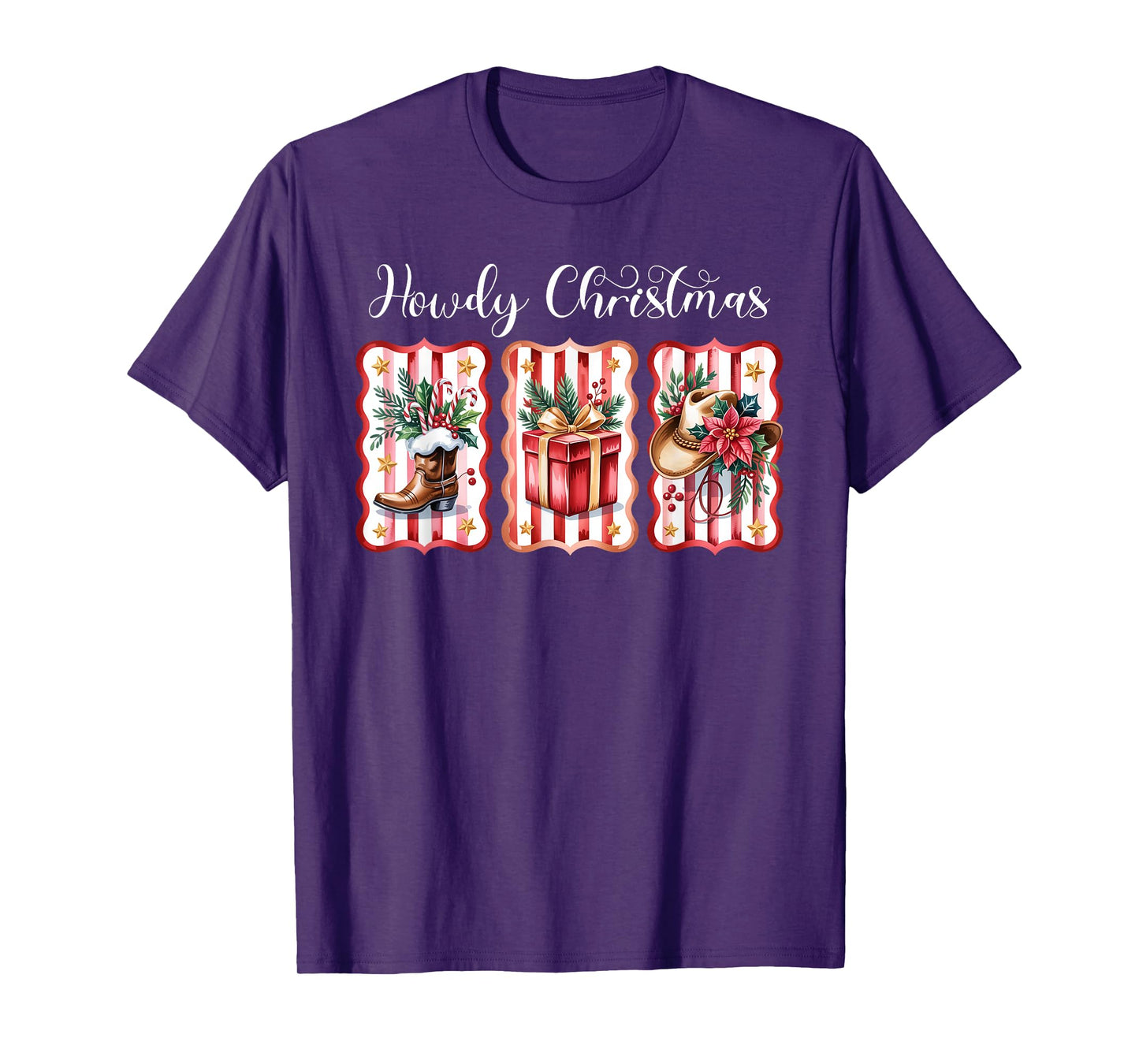 Howdy Christmas Western Coquette Bow Cowboy Cowgirl Santa T-Shirt