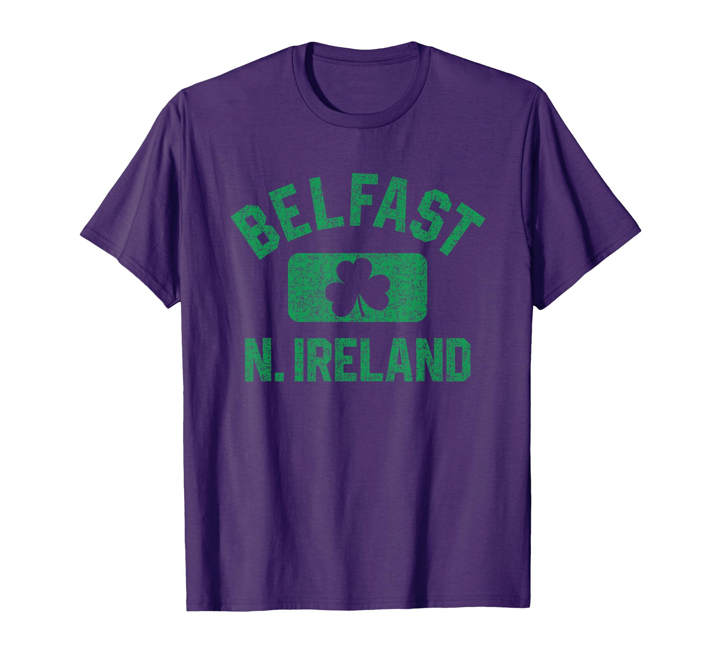 Belfast N. Ireland Gym Style Distressed Green Print T-Shirt