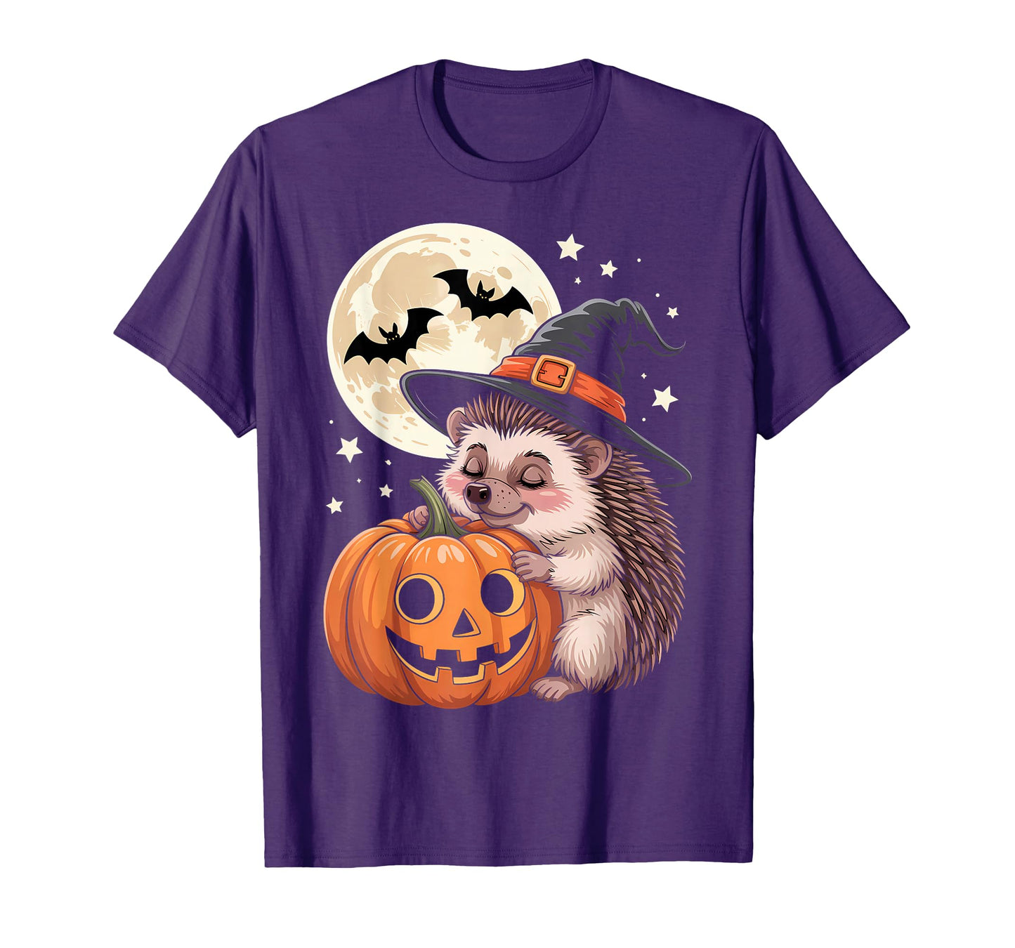 Halloween Hedgehog Witch Hat Pumpkin Spooky T-Shirt