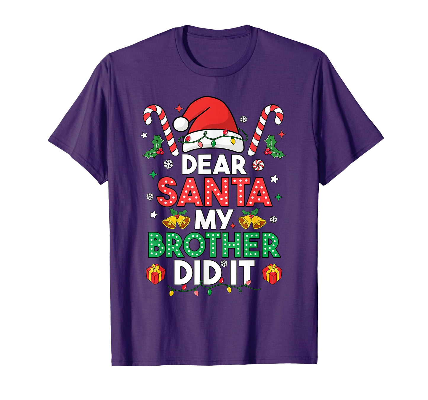 Dear Santa My Brother Did It Funny Christmas Boys Girls Kids T-Shirt