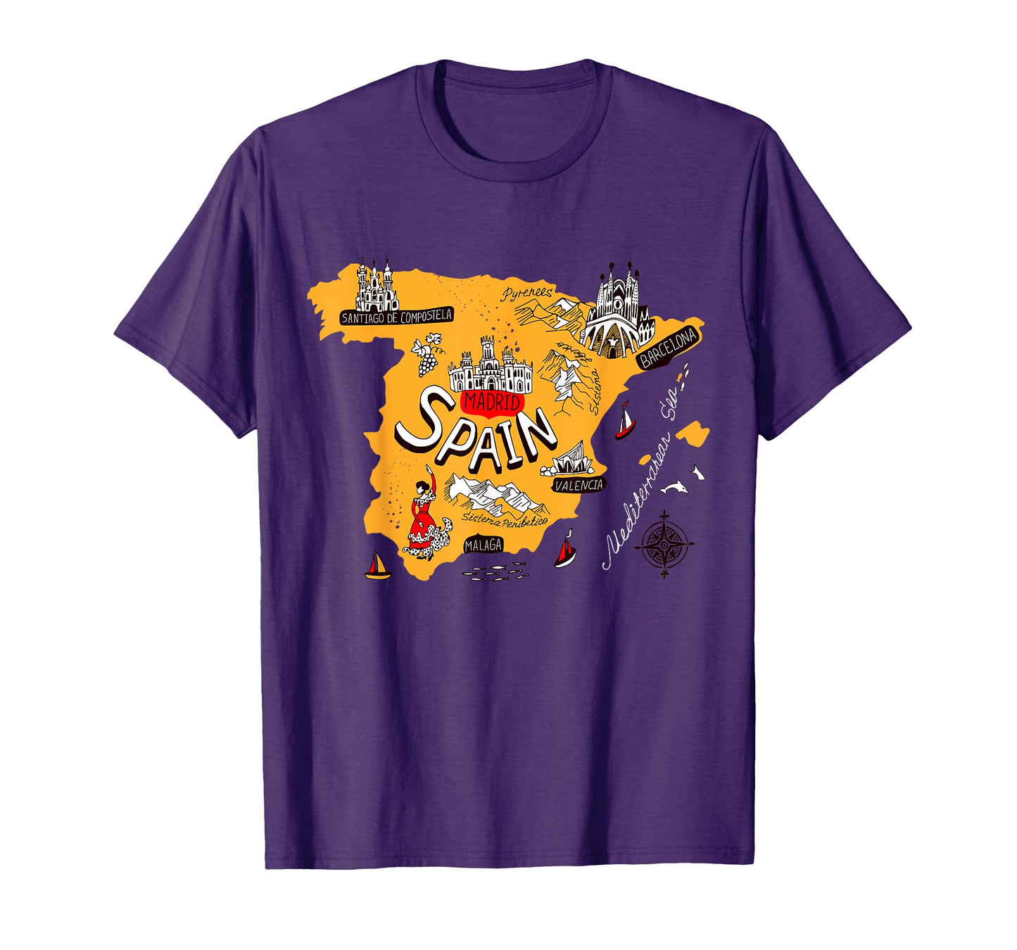 I Love Spain Culture Tee Shirt, Vintage Spain Graphic Design T-Shirt