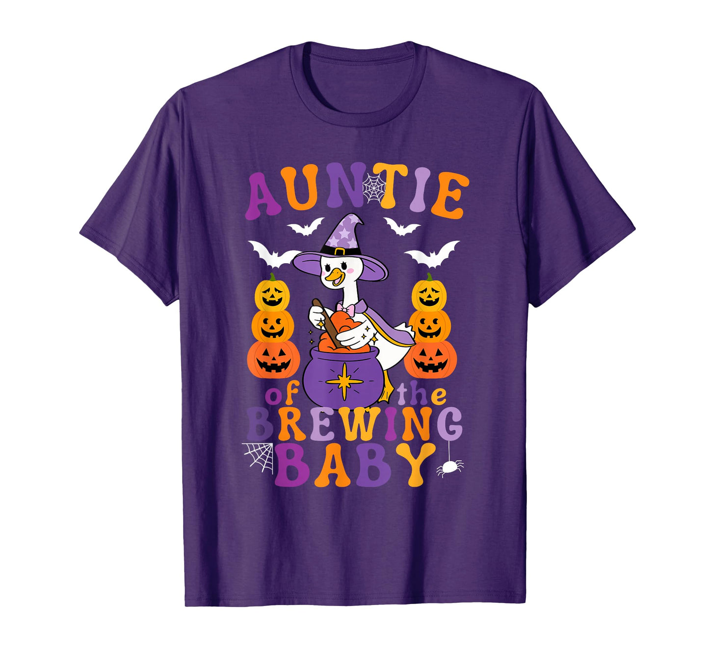Auntie of The Brewing Baby Halloween Baby Shower Witch Goose T-Shirt