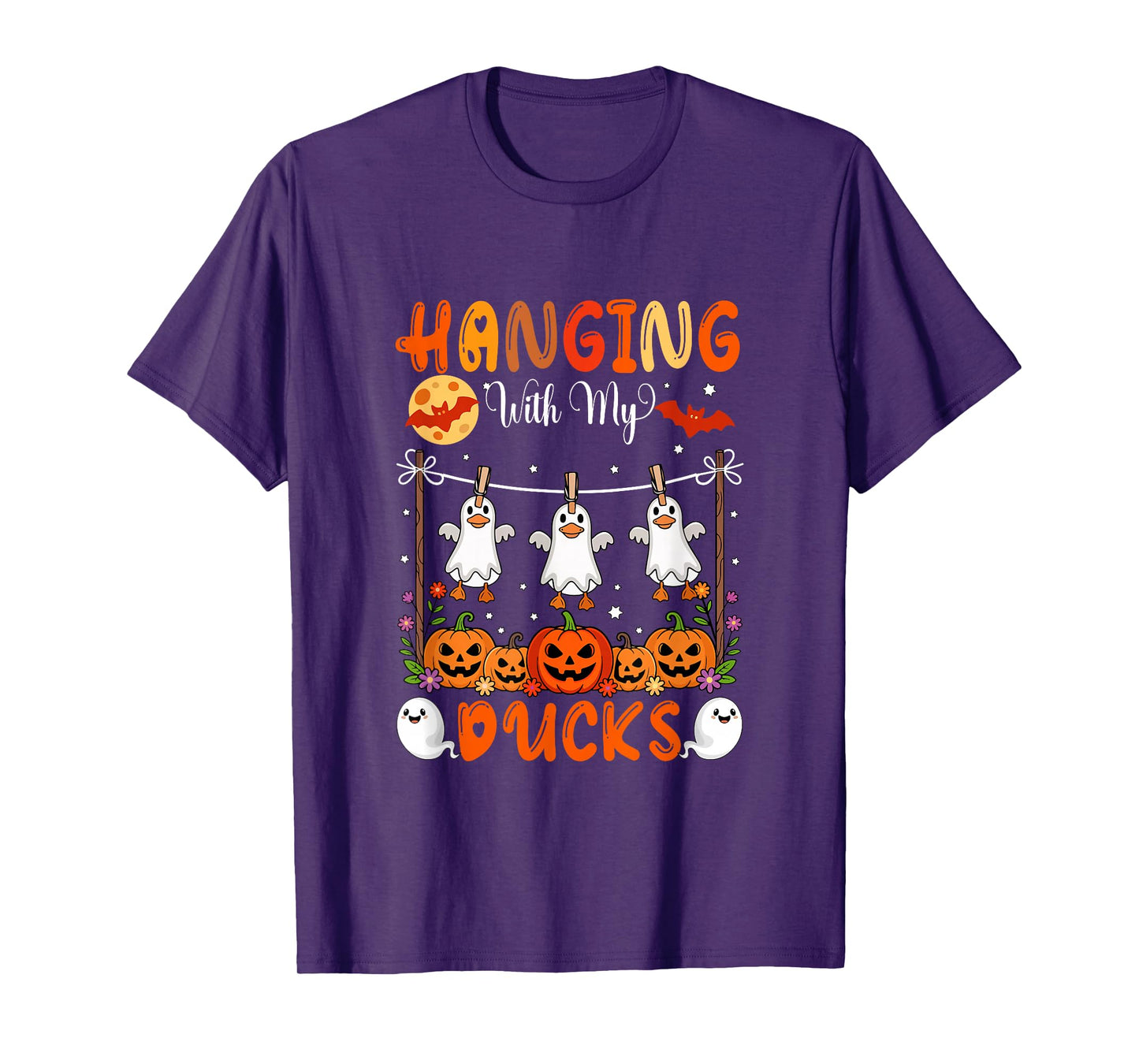 Hanging with My Ducks As Boo Carved Pumpkins Halloween T-Shirt