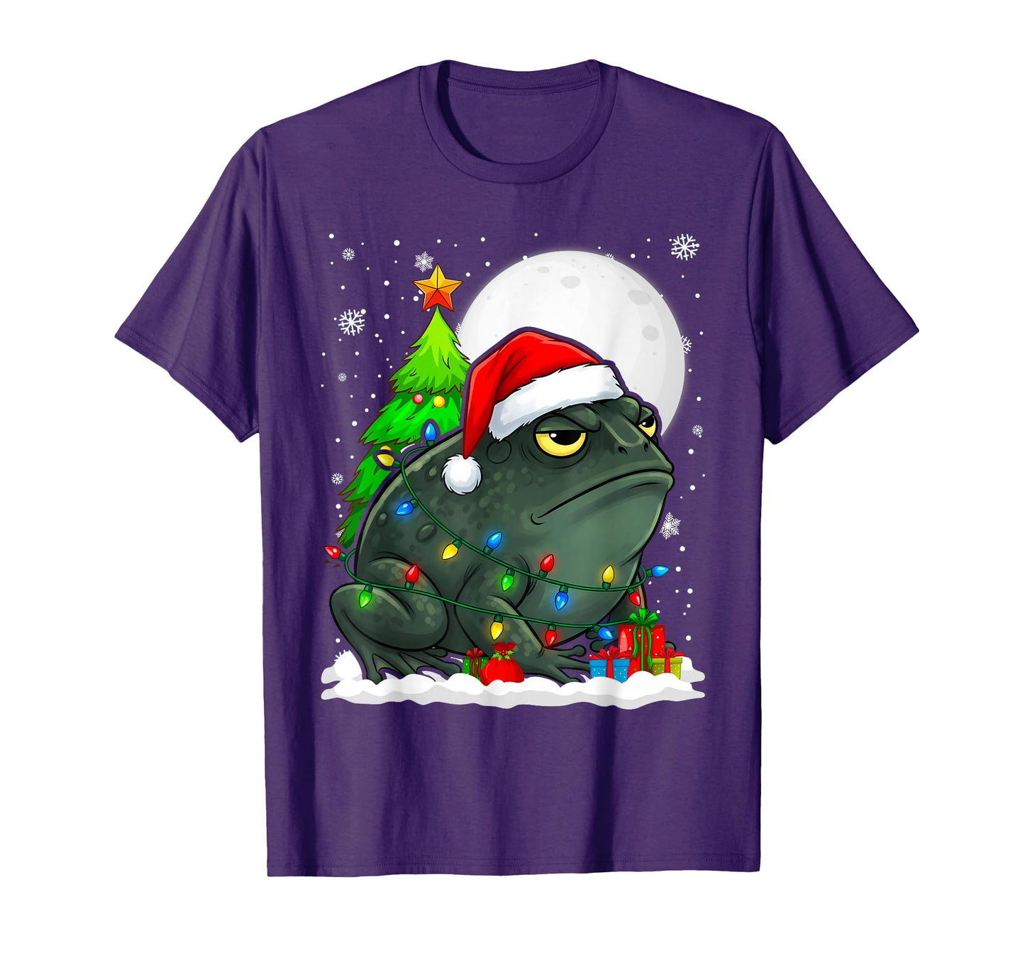 Black Desert Rain Frog Santa Hat Christmas Tree Lights T-Shirt