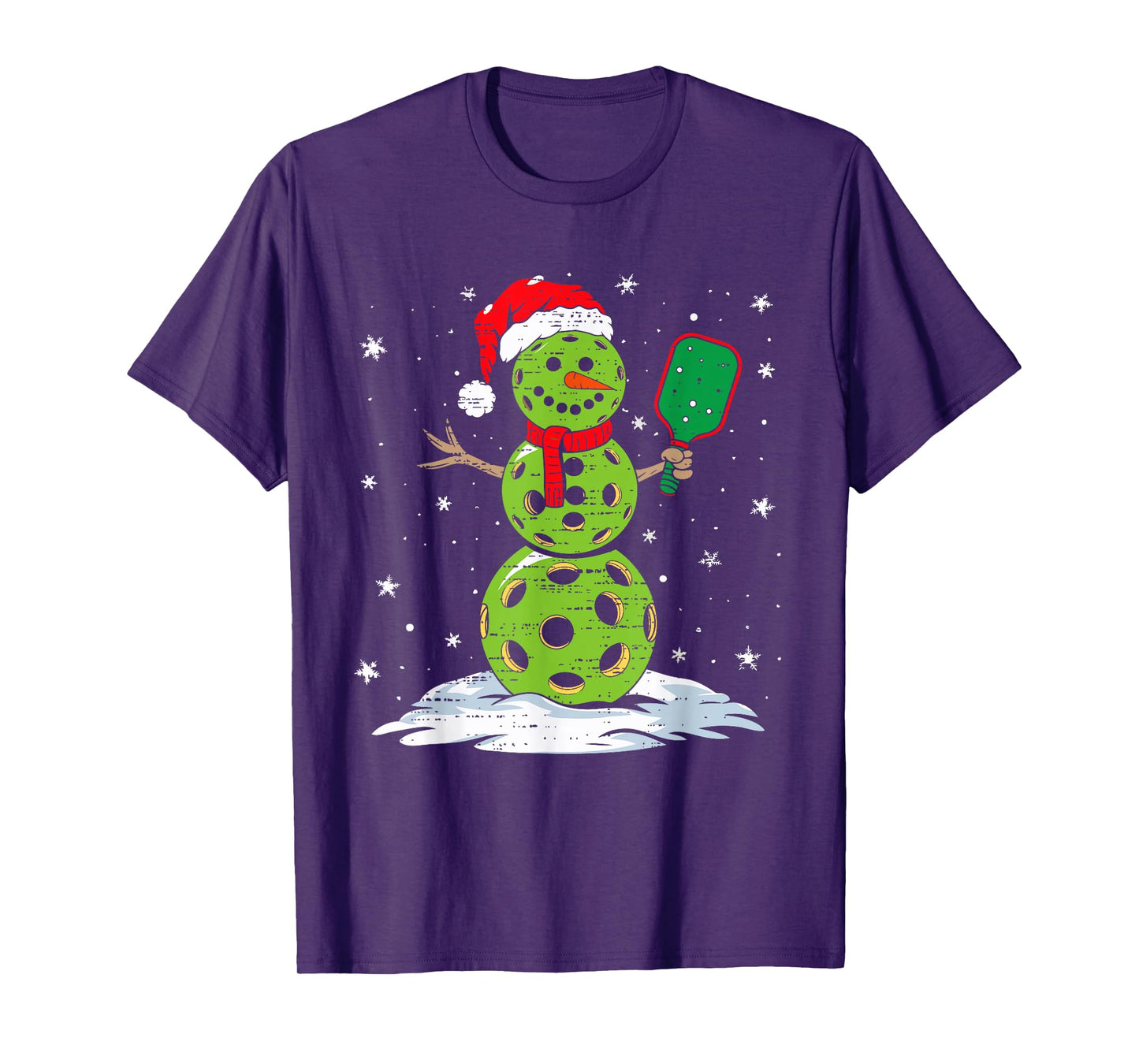 Christmas Pickleball Snowman Xmas Santa Hat Mens Womens Kids T-Shirt