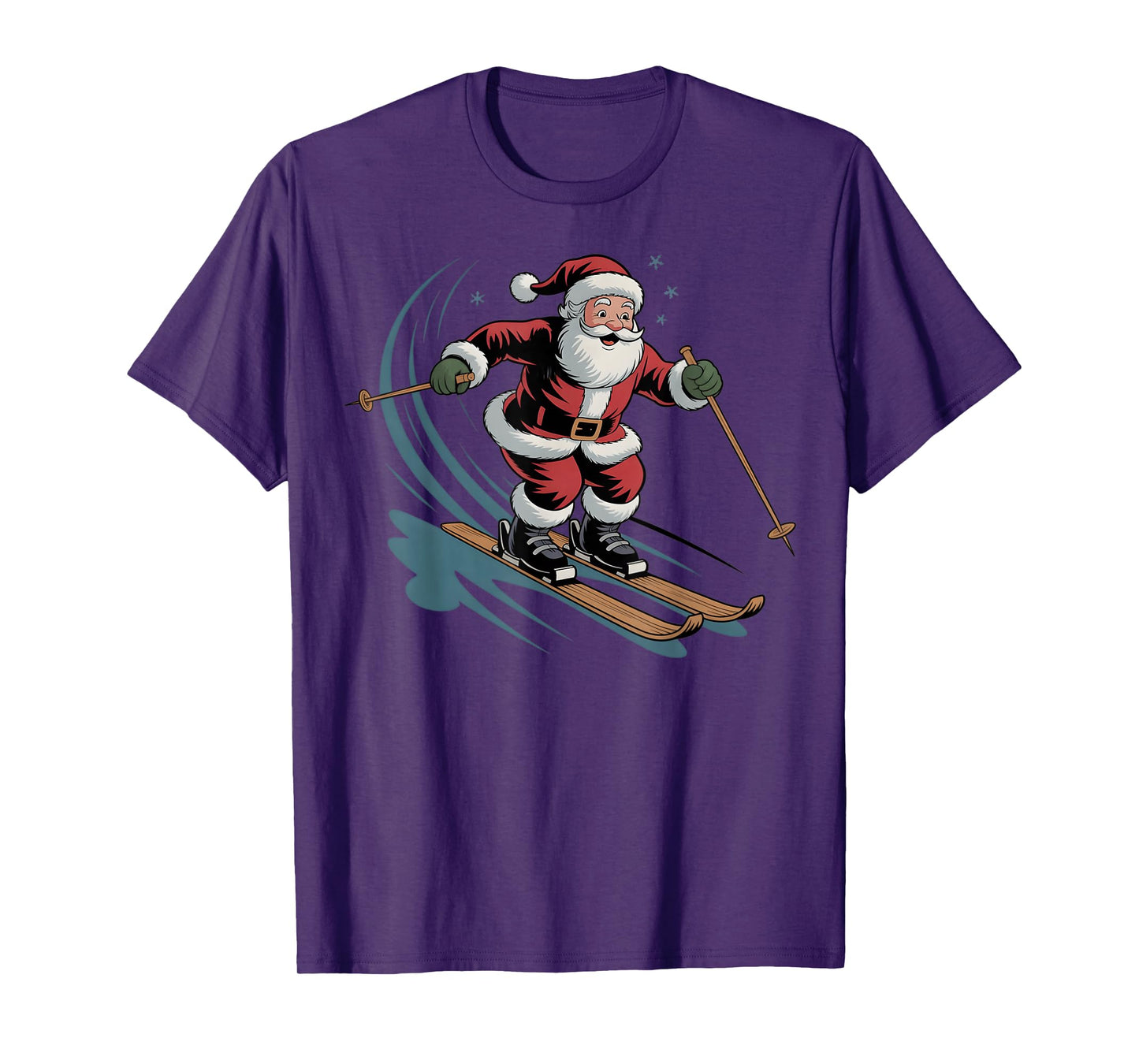 Skiing Christmas Skier Ski Santa Cute Xmas Boys Men Kids T-Shirt