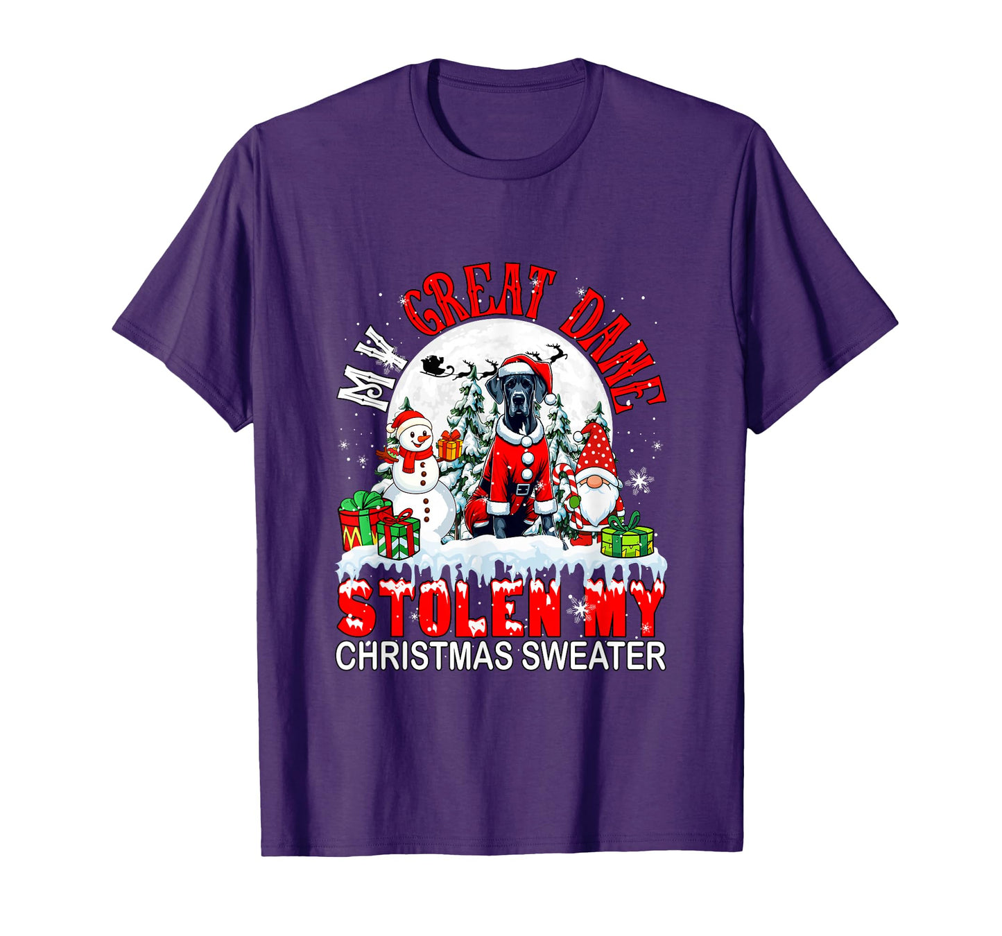 My Great Dane Stolen My Christmas Sweater Santa Dog Owner T-Shirt
