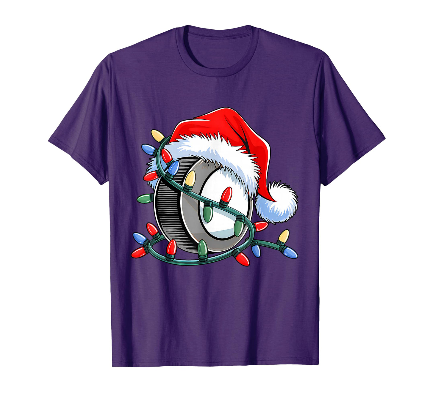 Hockey Santa Hat Xmas Funny Christmas Boys Men Hockey Lover T-Shirt