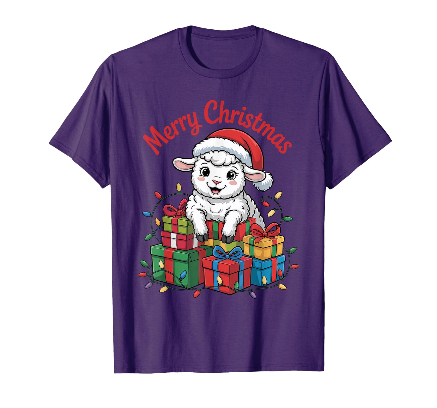 Lamb Santa Hat Christmas Design Funny Farm Animal Lovers T-Shirt