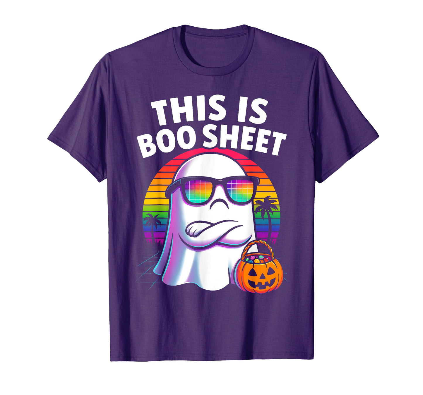 Retro This is Boo Sheet Halloween Ghost Funny Men Women Kid T-Shirt