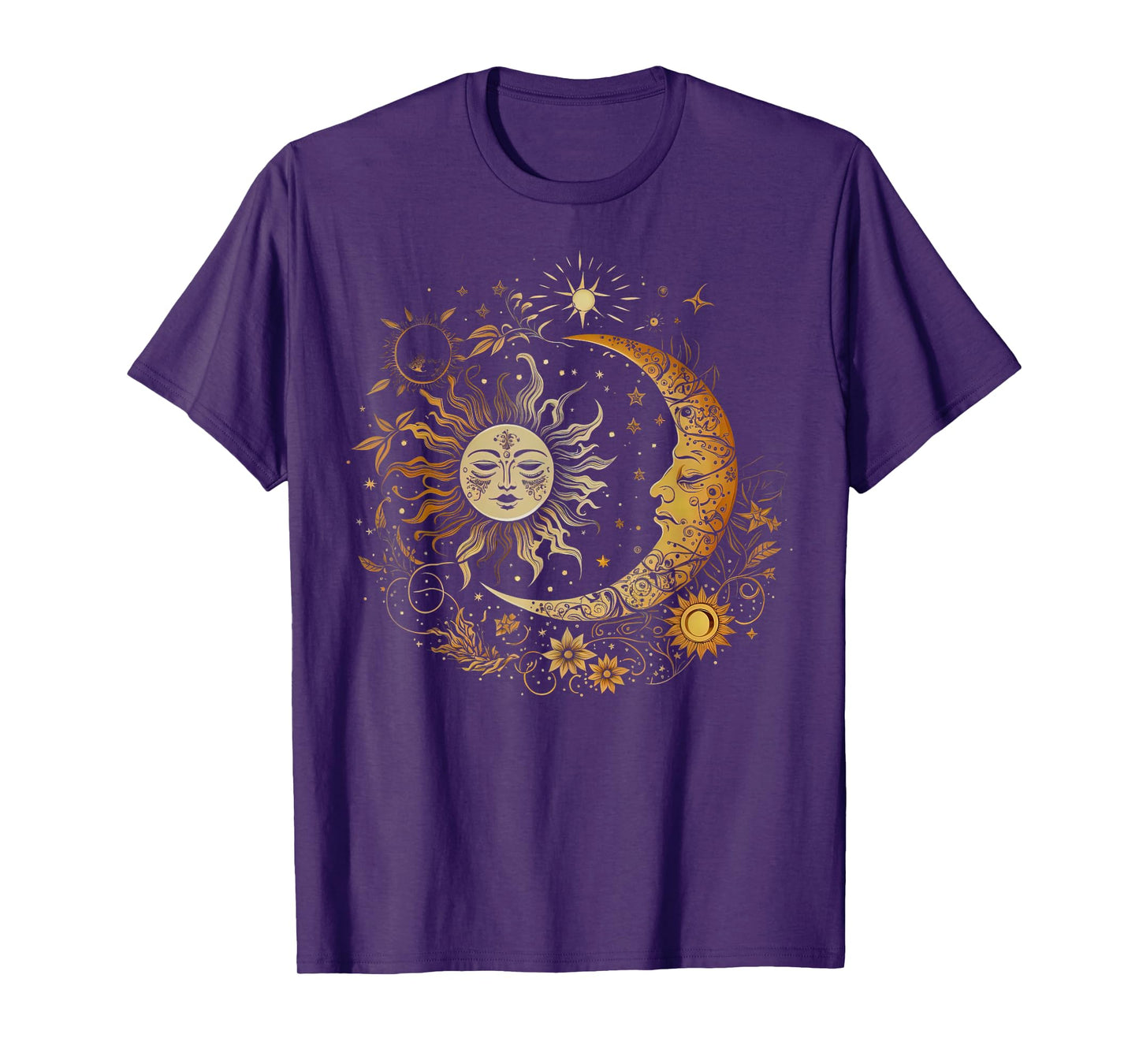 Vintage Celestial Sun Moon Flower Astrology Moon Phases T-Shirt