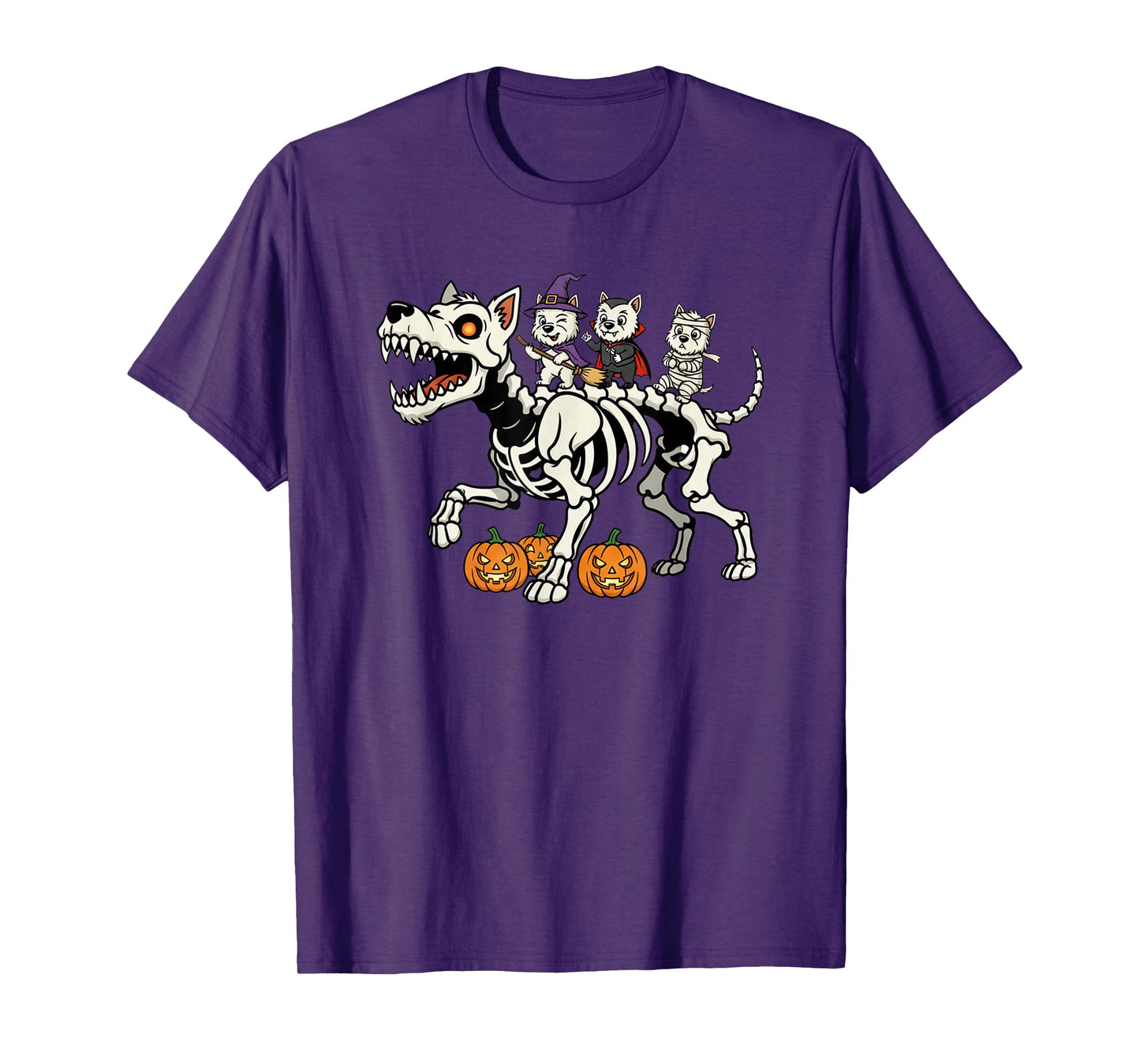 West Highland White Terrier Skeleton Mummy Witch Halloween T-Shirt