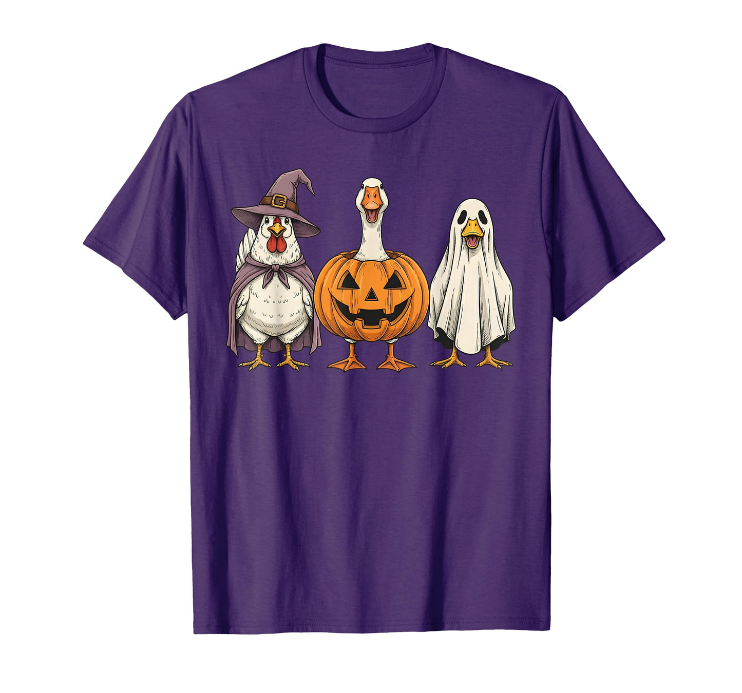 Spooky Ghost Goose Chicken Duck Pumpkin Halloween T-Shirt